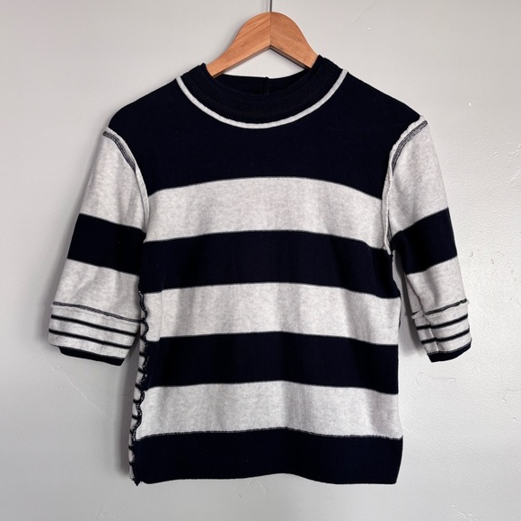 We The Free Raleigh Tee Sweater Navy Striped Crewneck Top Size Medium - Picture 1 of 8